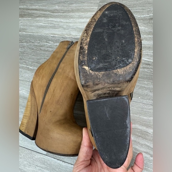 Vic Matie Platform Wood Wedge Side Zip Leather Boots Size 37 US 6.5 - Picture 8 of 14